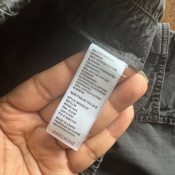 NWT James Perse Ripstop cargo pants charcoal black Size 2 - Picture 6 of 9